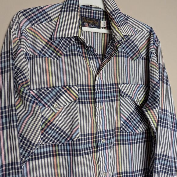 Vintage Panhandle Slim Men’s Pearl Snap Western Shirt, Striped, Size 16-34 - Picture 2 of 9